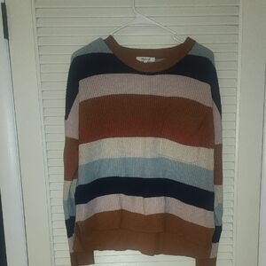 Madewell Colorblock Striped Ribbed Knit Sweater Women’s Medium Cozy Fall Oversiz
